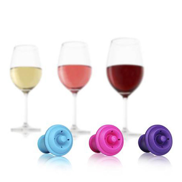 Vacu Vin Vacuum Wine Stopper Pink/Blue/Purple Set of 3